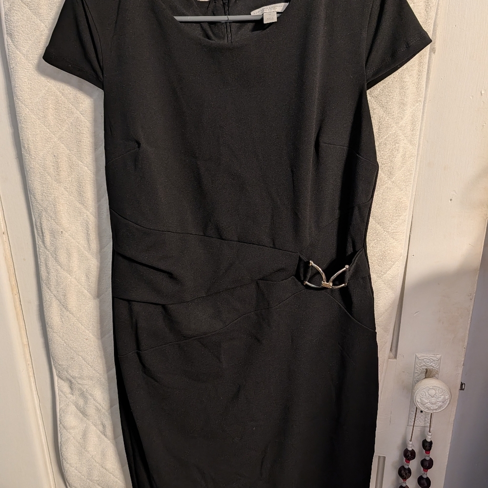 New York & Company Black Mini Dress with Silver Accent